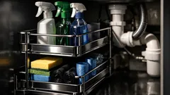 How to organise the cupboard under your sink with a slim pull-out shelf
